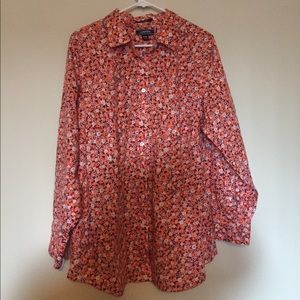 NWOT Land’s End supima floral long slv blouse 20